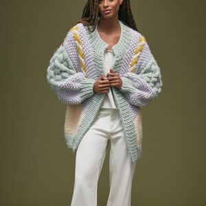 Vicky Knits, Anthropologie exclusive, oversized,pastel cardigan sweater